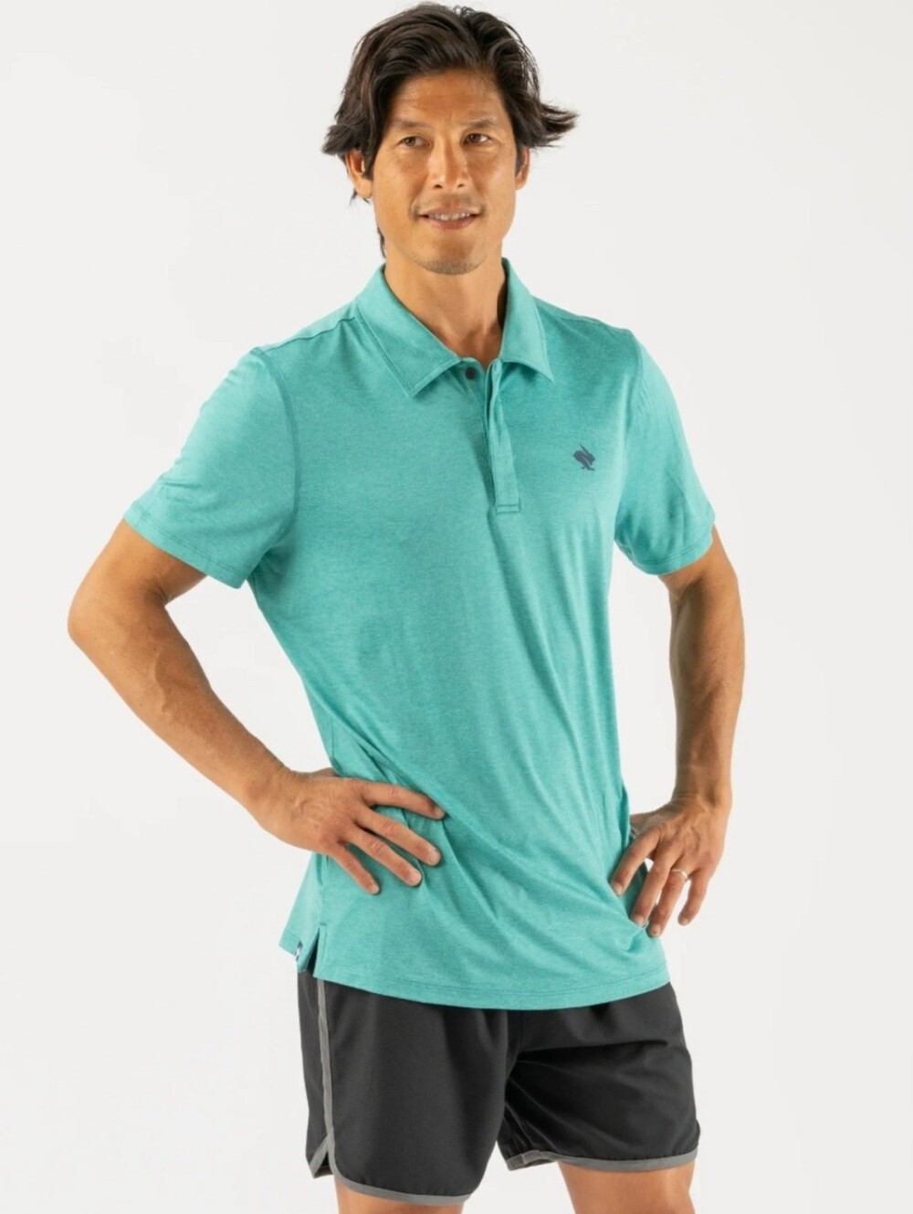 Rabbit Running Performance Polo Shirt  Teal Blue - Size Large
